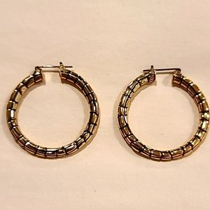 St. John hoop earrings, Gold & Black